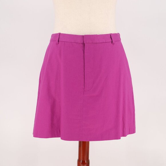 NWT BANANA REPUBLIC FACTORY Linen Blend Mini Skirt in Dark Magenta Size 16 - Picture 1 of 9